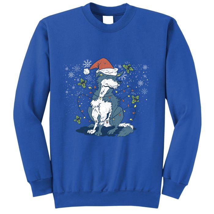 Siberian Husky Santa Claus Christmas Tree Lights Xmas Dog Gift Sweatshirt