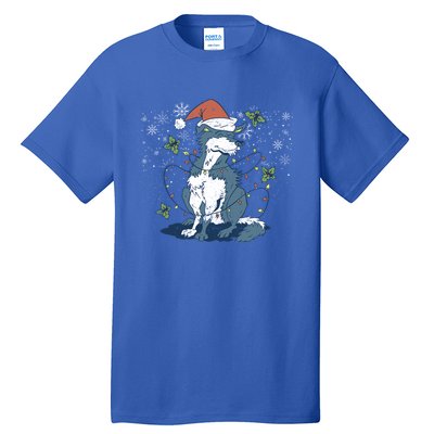 Siberian Husky Santa Claus Christmas Tree Lights Xmas Dog Gift Tall T-Shirt