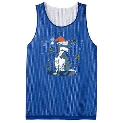 Siberian Husky Santa Claus Christmas Tree Lights Xmas Dog Gift Mesh Reversible Basketball Jersey Tank