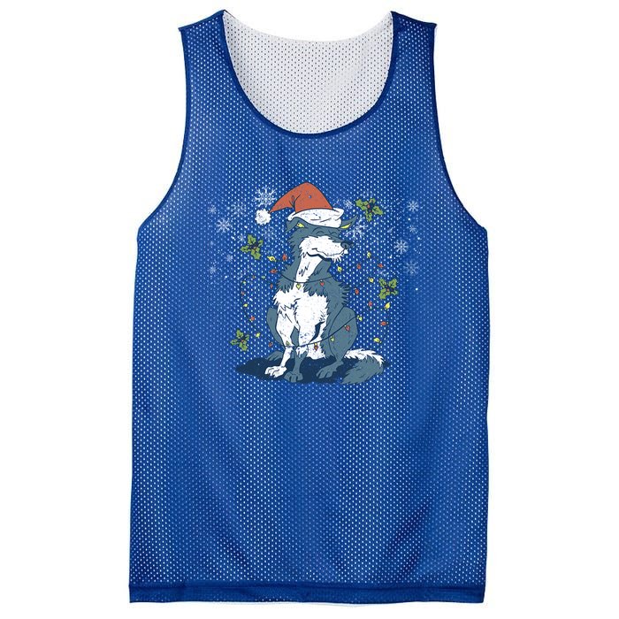 Siberian Husky Santa Claus Christmas Tree Lights Xmas Dog Gift Mesh Reversible Basketball Jersey Tank