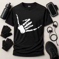 Skeleton Hand Shaka Sign Hang Loose Bones Cooling Performance Crew T-Shirt