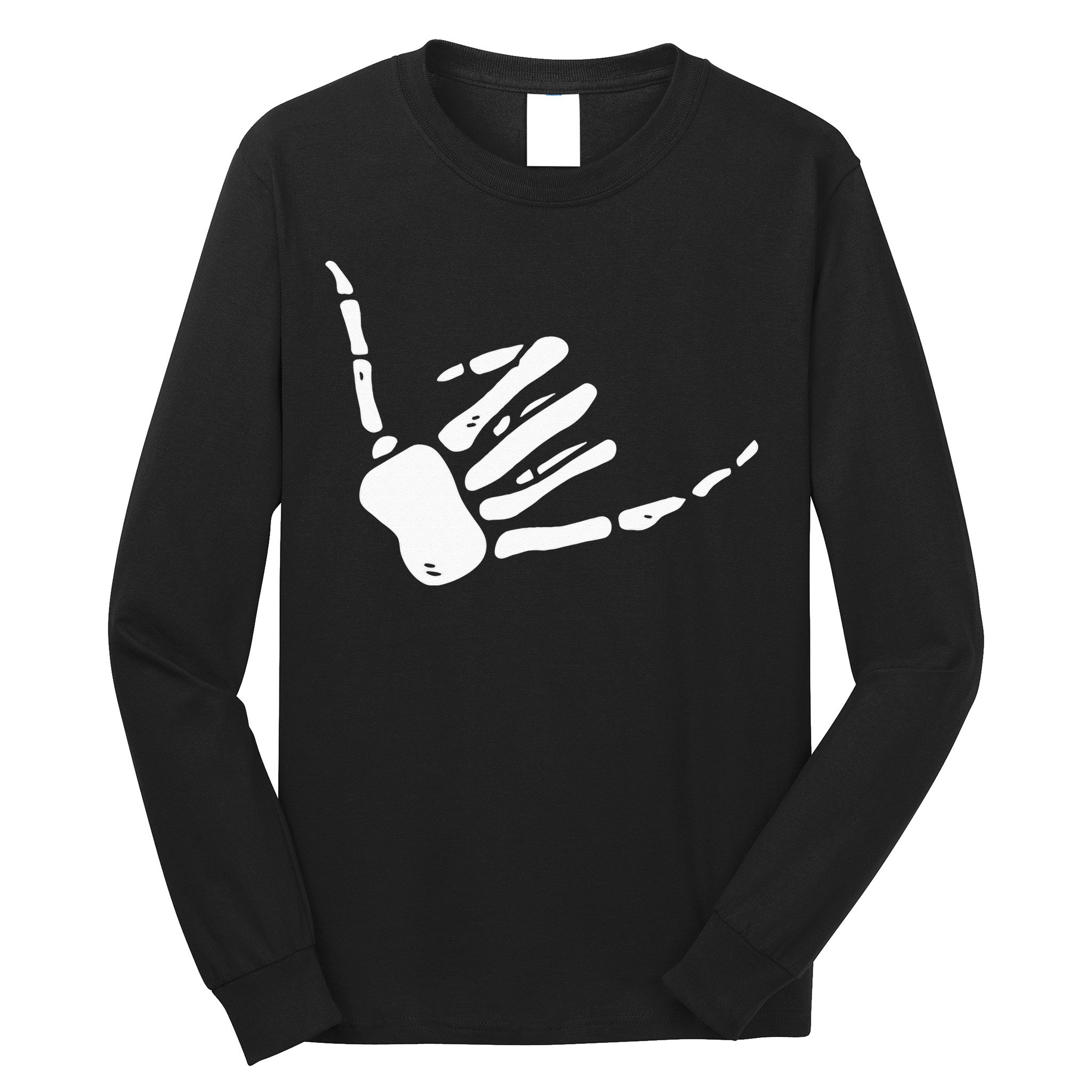 Skeleton Hand Shaka Sign Hang Loose Bones Long Sleeve Shirt