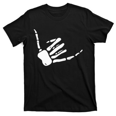 Skeleton Hand Shaka Sign Hang Loose Bones T-Shirt