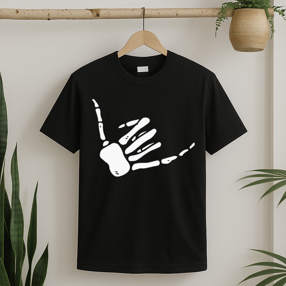 Skeleton Hand Shaka Sign Hang Loose Bones T-Shirt