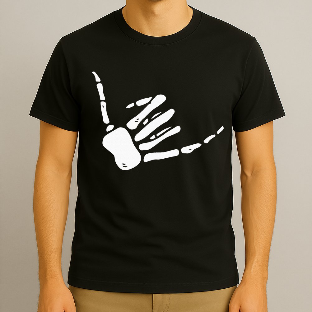 Skeleton Hand Shaka Sign Hang Loose Bones T-Shirt
