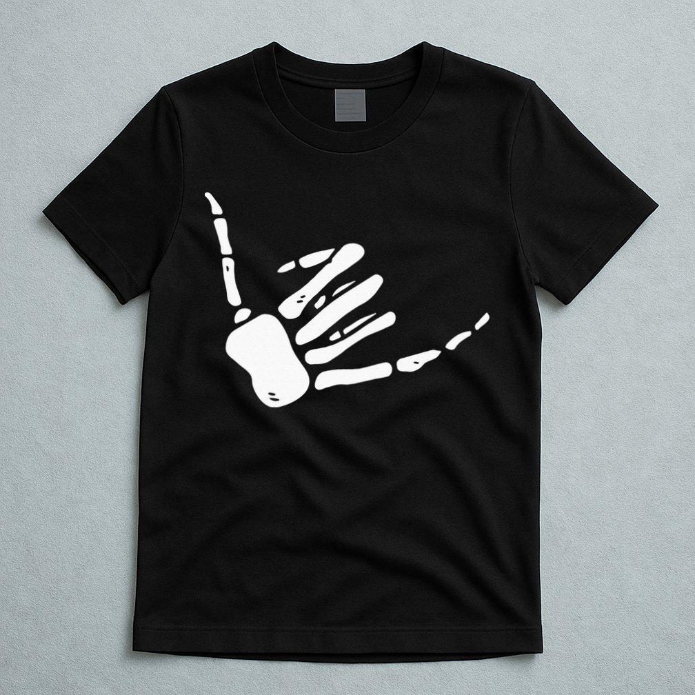 Skeleton Hand Shaka Sign Hang Loose Bones T-Shirt