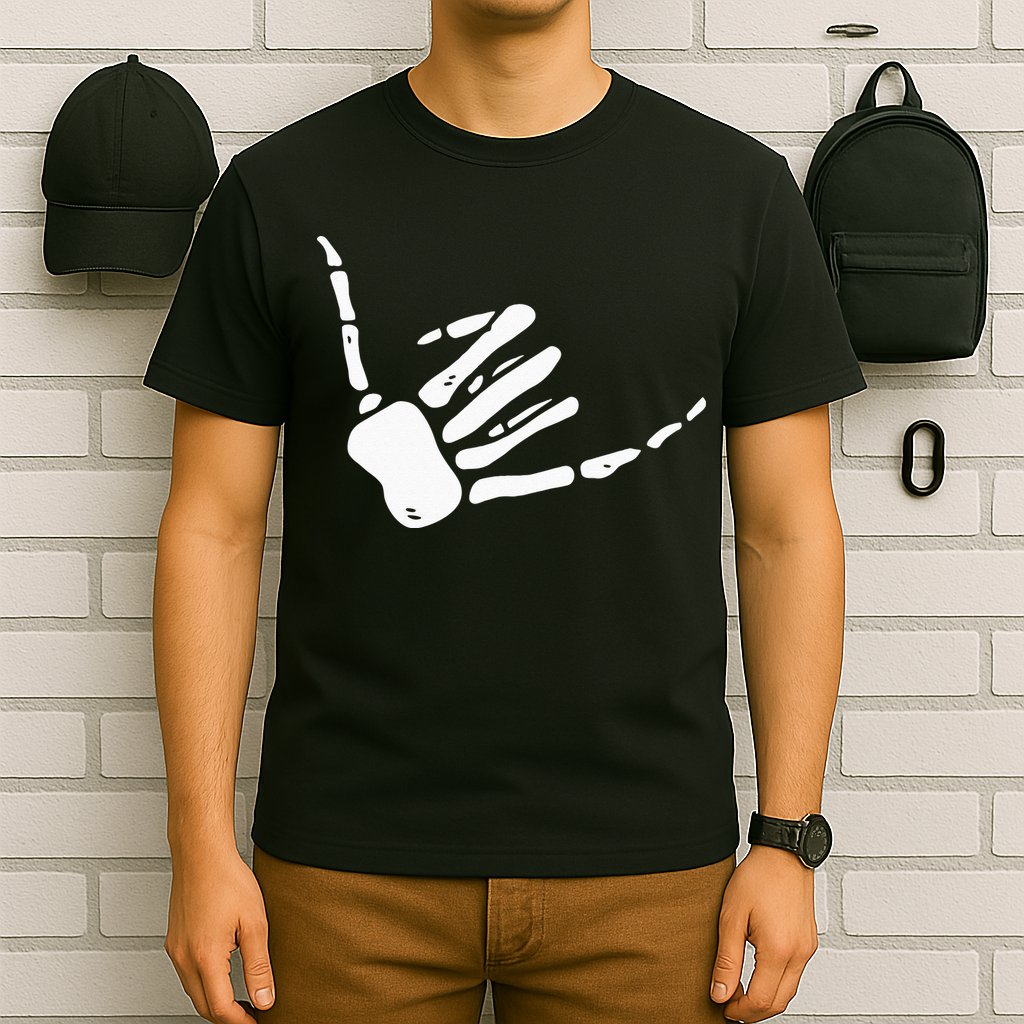 Skeleton Hand Shaka Sign Hang Loose Bones T-Shirt