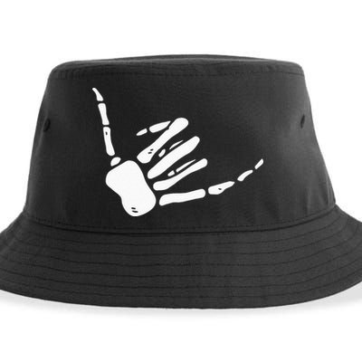 Skeleton Hand Shaka Sign Hang Loose Bones Sustainable Bucket Hat