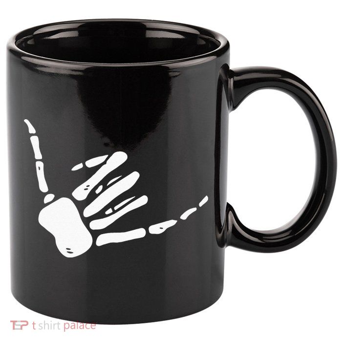 Skeleton Hand Shaka Sign Hang Loose Bones 11oz C Handle Ceramic Mug