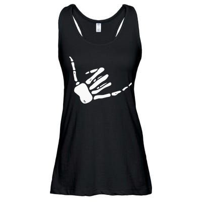 Skeleton Hand Shaka Sign Hang Loose Bones Ladies Essential Flowy Tank