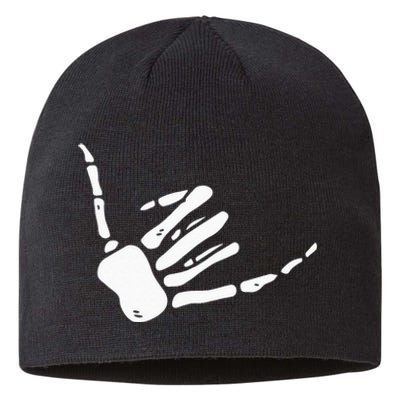 Skeleton Hand Shaka Sign Hang Loose Bones Sustainable Beanie