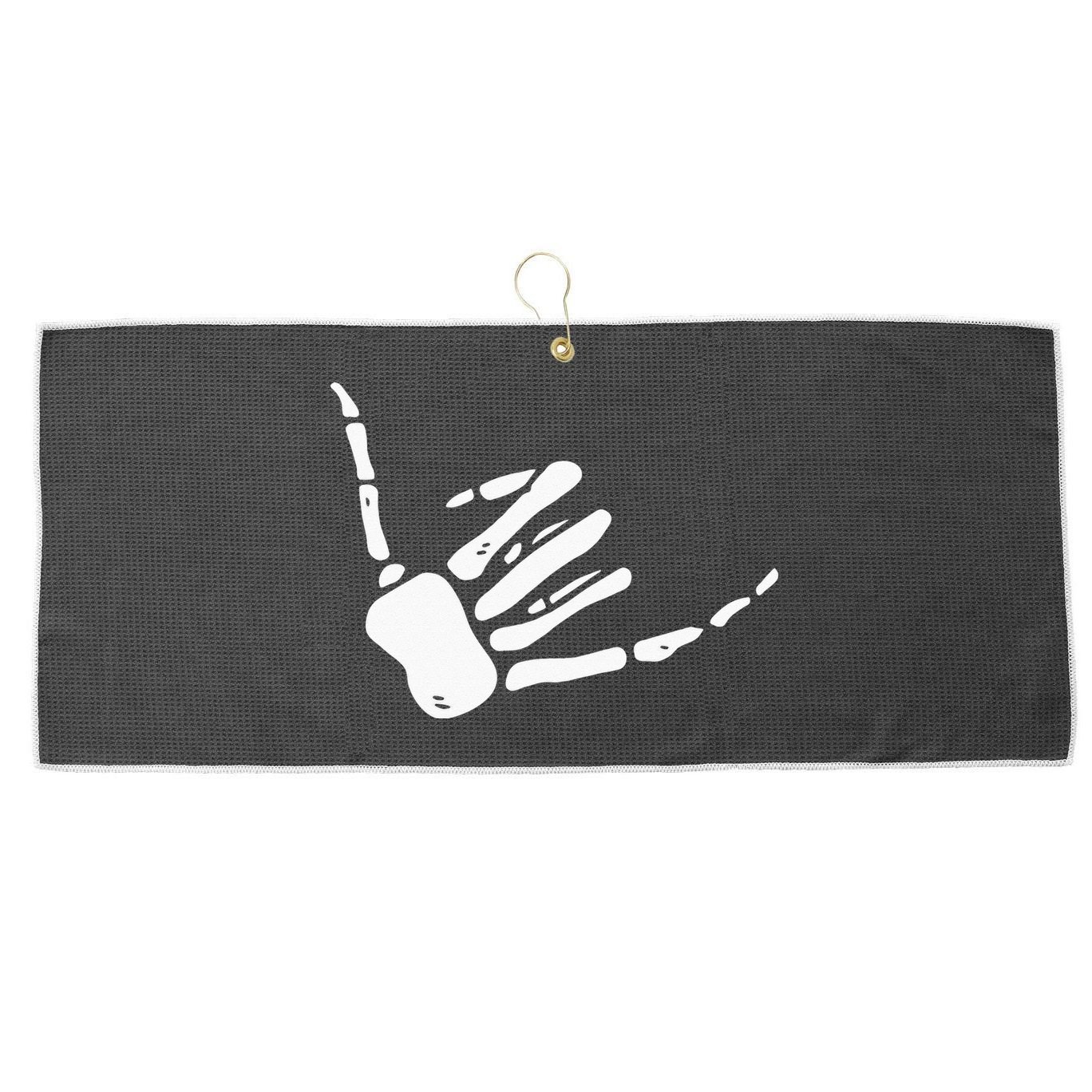 Skeleton Hand Shaka Sign Hang Loose Bones Large Microfiber Waffle Golf Towel