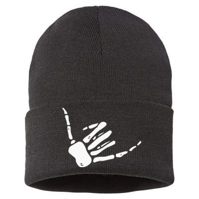 Skeleton Hand Shaka Sign Hang Loose Bones Sustainable Knit Beanie