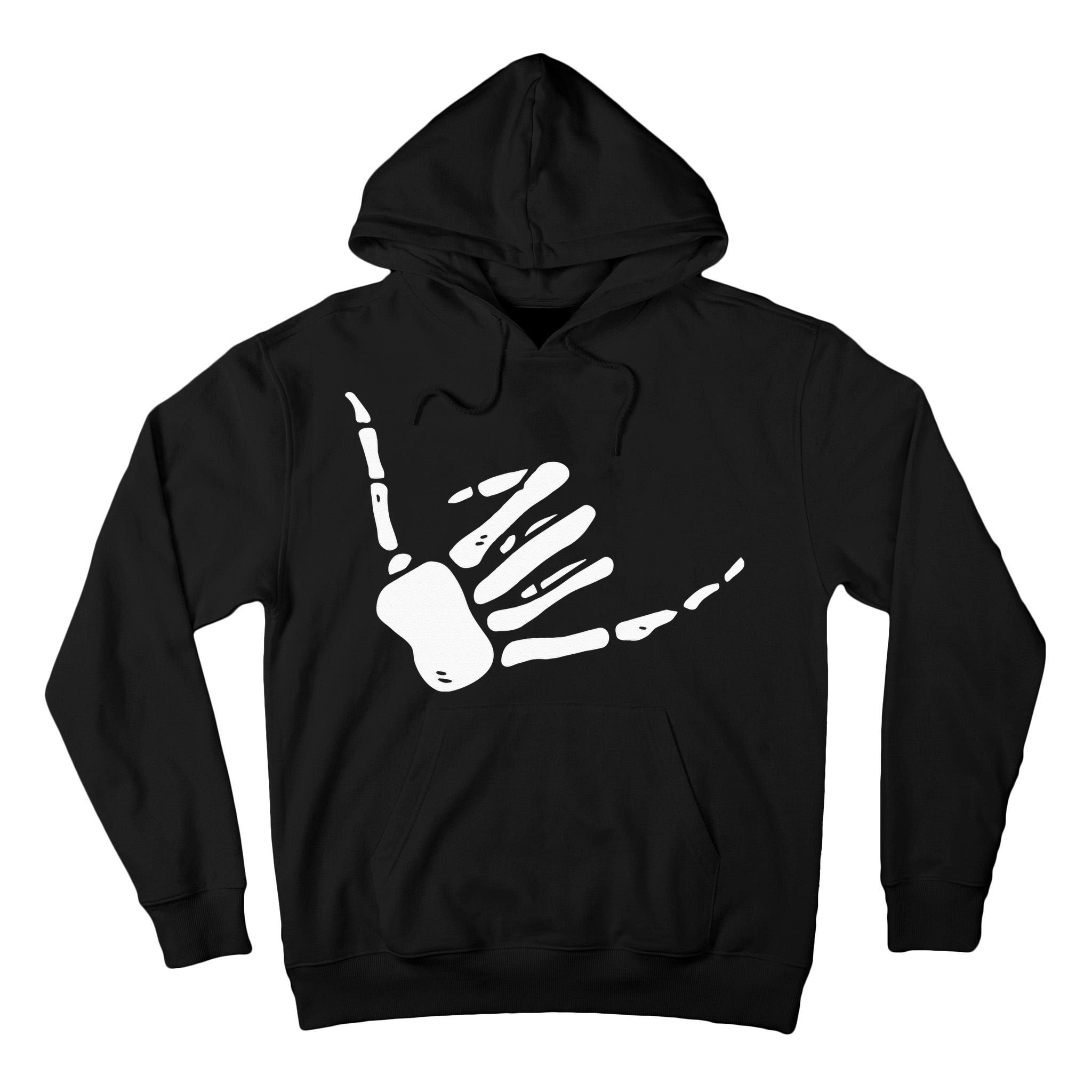 Skeleton Hand Shaka Sign Hang Loose Bones Tall Hoodie