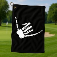 Skeleton Hand Shaka Sign Hang Loose Bones Golf Towel