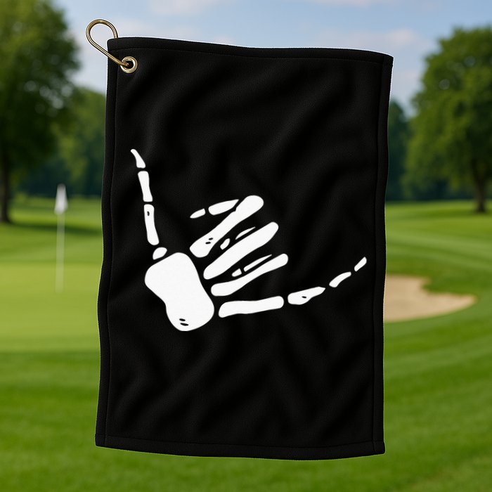 Skeleton Hand Shaka Sign Hang Loose Bones Golf Towel