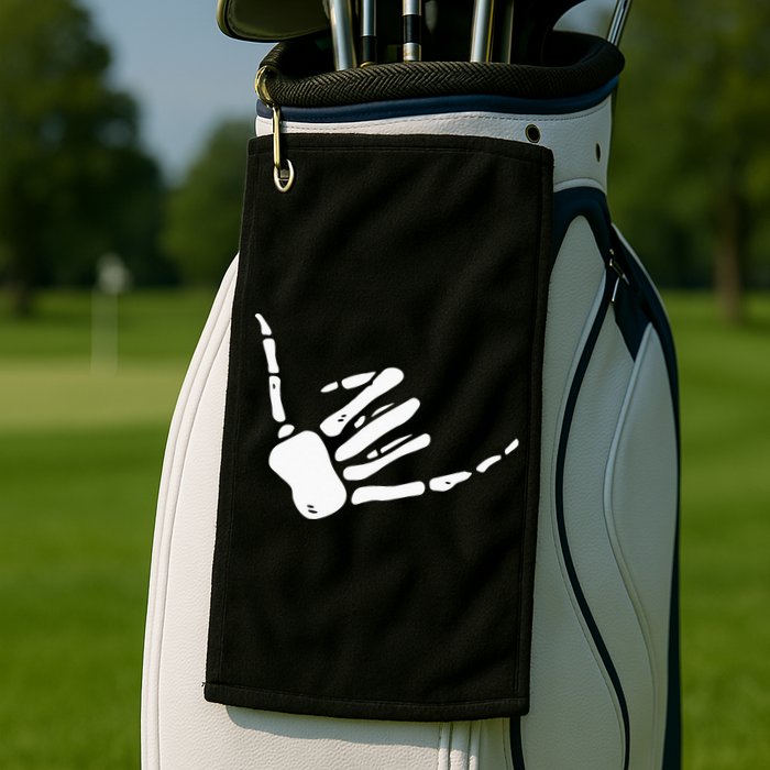 Skeleton Hand Shaka Sign Hang Loose Bones Golf Towel
