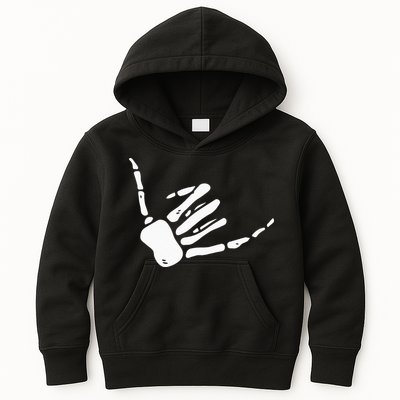 Skeleton Hand Shaka Sign Hang Loose Bones Kids Hoodie