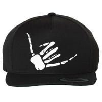 Skeleton Hand Shaka Sign Hang Loose Bones Wool Snapback Cap