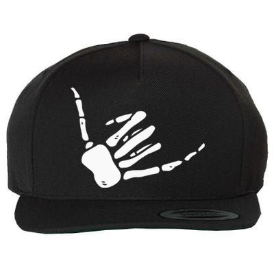 Skeleton Hand Shaka Sign Hang Loose Bones Wool Snapback Cap