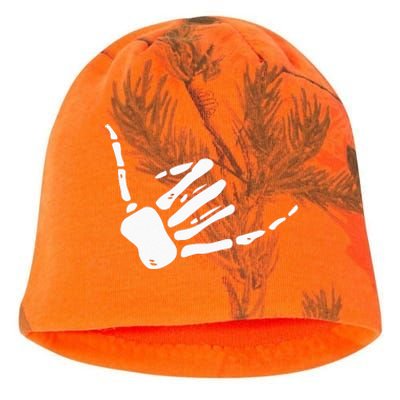 Skeleton Hand Shaka Sign Hang Loose Bones Kati - Camo Knit Beanie