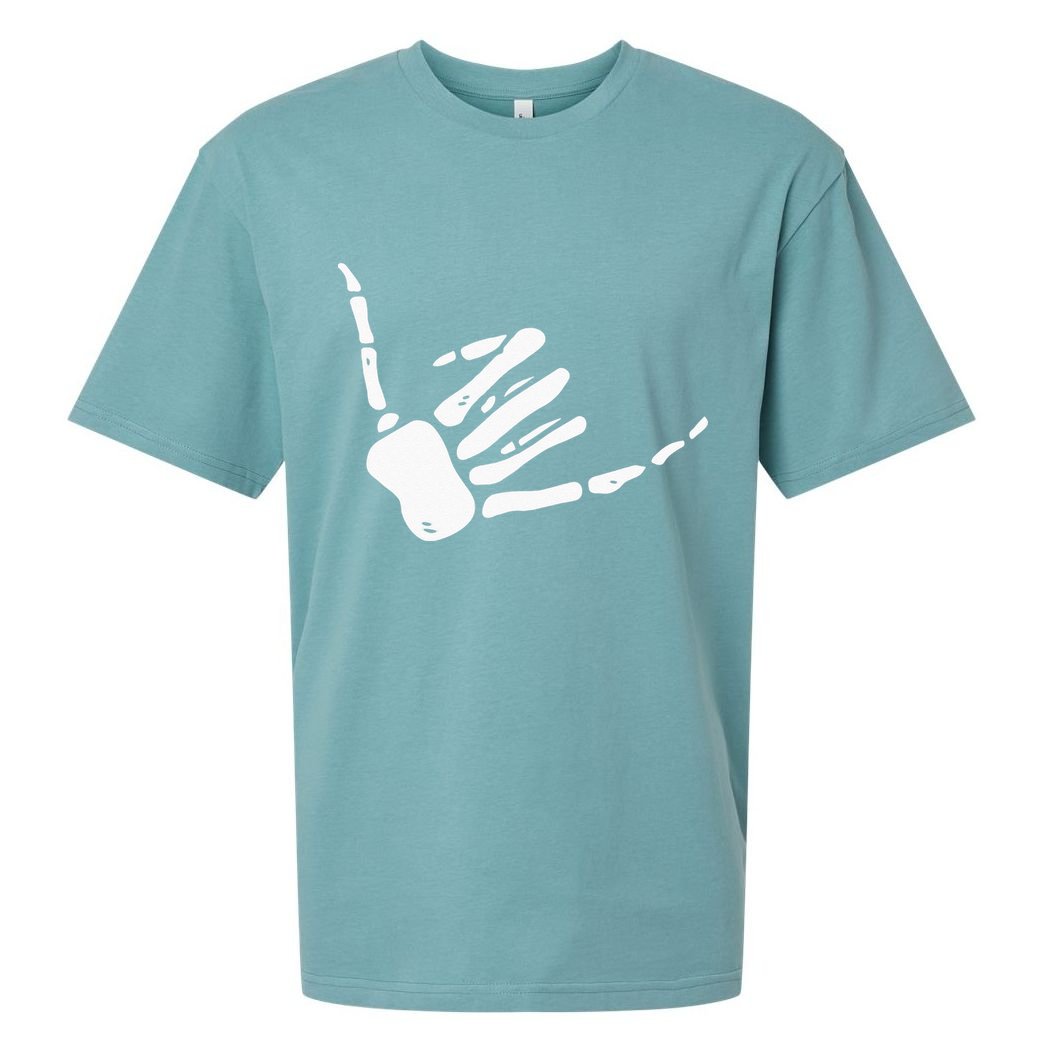 Skeleton Hand Shaka Sign Hang Loose Bones Sueded Cloud Jersey T-Shirt