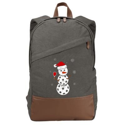 Santa Hat Snowman Gifts For Xmas Funny Pickleball Christmas Cotton Canvas Backpack