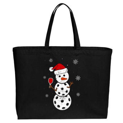 Santa Hat Snowman Gifts For Xmas Funny Pickleball Christmas Cotton Canvas Jumbo Tote