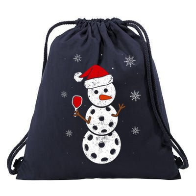 Santa Hat Snowman Gifts For Xmas Funny Pickleball Christmas Drawstring Bag