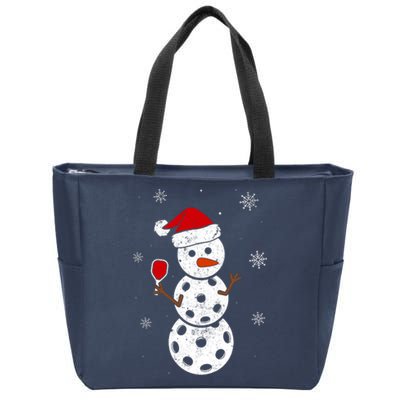 Santa Hat Snowman Gifts For Xmas Funny Pickleball Christmas Zip Tote Bag