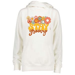 Sunflower Hippie Stay Groovy Positive Mind Happy Life Womens Funnel Neck Pullover Hood