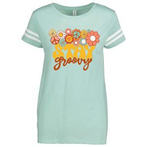 Sunflower Hippie Stay Groovy Positive Mind Happy Life Enza Ladies Jersey Football T-Shirt