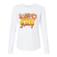 Sunflower Hippie Stay Groovy Positive Mind Happy Life Womens Cotton Relaxed Long Sleeve T-Shirt