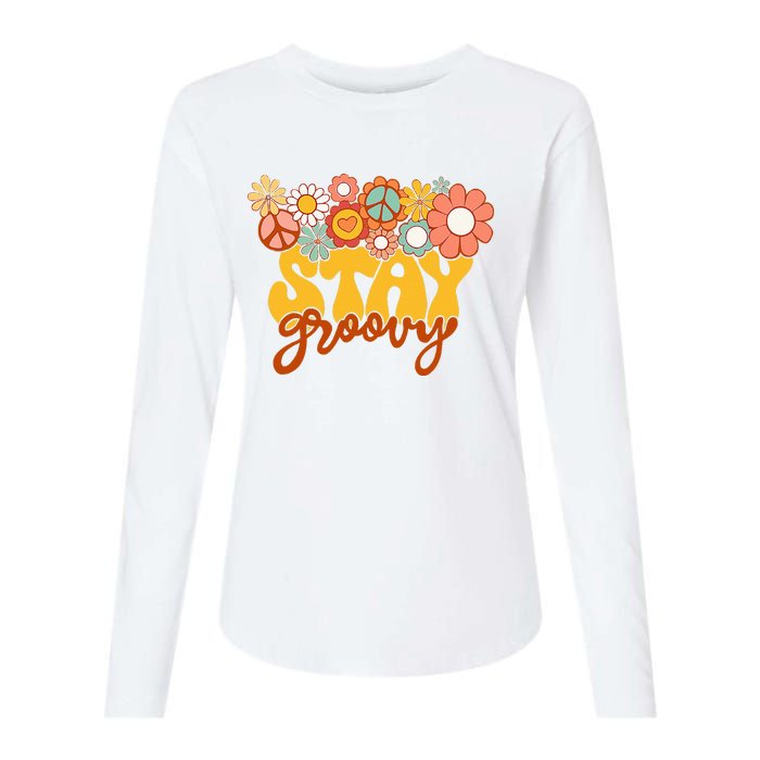 Sunflower Hippie Stay Groovy Positive Mind Happy Life Womens Cotton Relaxed Long Sleeve T-Shirt