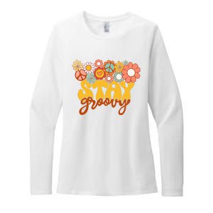 Sunflower Hippie Stay Groovy Positive Mind Happy Life Womens CVC Long Sleeve Shirt