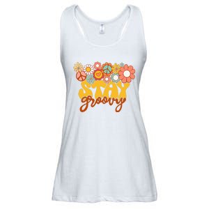 Sunflower Hippie Stay Groovy Positive Mind Happy Life Ladies Essential Flowy Tank