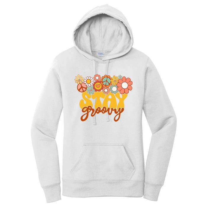 Sunflower Hippie Stay Groovy Positive Mind Happy Life Women's Pullover Hoodie