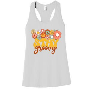 Sunflower Hippie Stay Groovy Positive Mind Happy Life Women's Racerback Tank