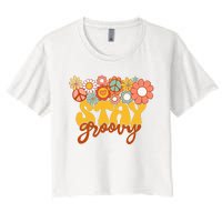 Sunflower Hippie Stay Groovy Positive Mind Happy Life Women's Crop Top Tee