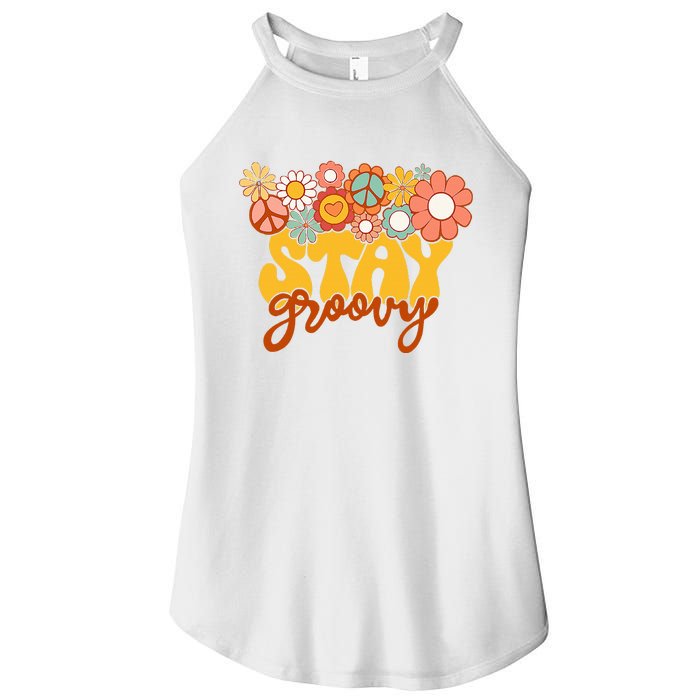 Sunflower Hippie Stay Groovy Positive Mind Happy Life Women's Perfect Tri Rocker Tank