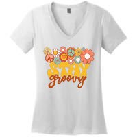 Sunflower Hippie Stay Groovy Positive Mind Happy Life Women's V-Neck T-Shirt