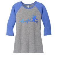 Ski Heartbeat Skiing Skier Gift Women's Tri-Blend 3/4-Sleeve Raglan Shirt