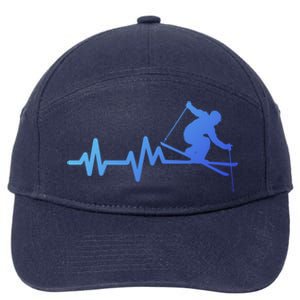 Ski Heartbeat Skiing Skier Gift 7-Panel Snapback Hat