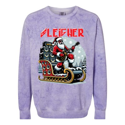 Sleigher Hail Santa Heavy Metal Christmas Rock Xmas Art  Colorblast Crewneck Sweatshirt