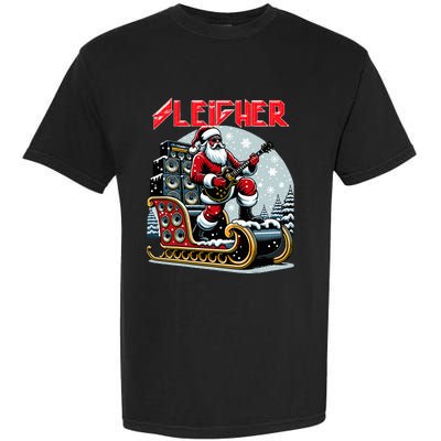 Sleigher Hail Santa Heavy Metal Christmas Rock Xmas Art  Garment-Dyed Heavyweight T-Shirt