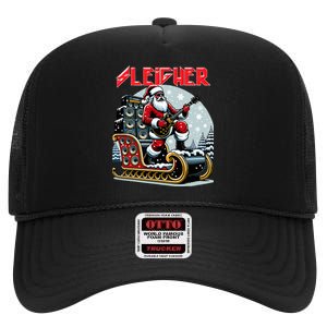 Sleigher Hail Santa Heavy Metal Christmas Rock Xmas Art  High Crown Mesh Back Trucker Hat