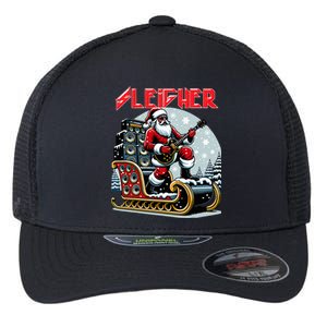 Sleigher Hail Santa Heavy Metal Christmas Rock Xmas Art  Flexfit Unipanel Trucker Cap