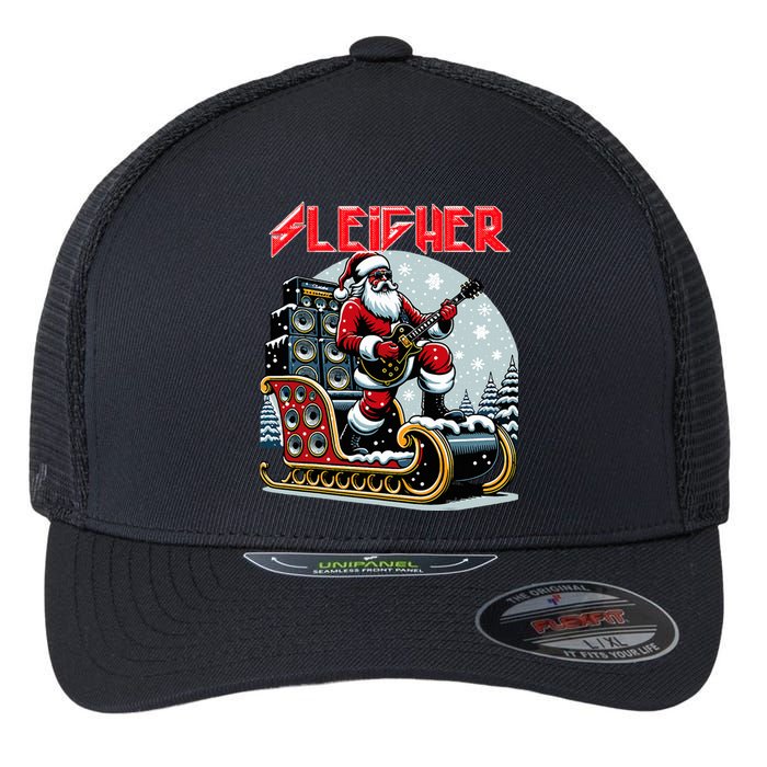 Sleigher Hail Santa Heavy Metal Christmas Rock Xmas Art  Flexfit Unipanel Trucker Cap