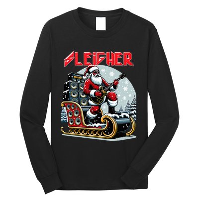 Sleigher Hail Santa Heavy Metal Christmas Rock Xmas Art  Long Sleeve Shirt