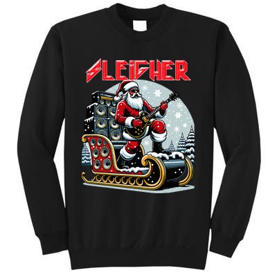 Sleigher Hail Santa Heavy Metal Christmas Rock Xmas Art  Sweatshirt